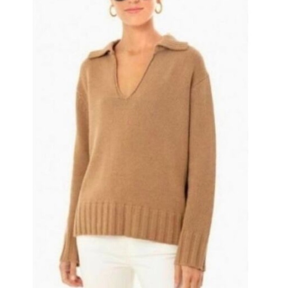 Tuckernuck Sweaters - Tuckernuck Georgina Wool & Cashmere ETC V-Neck Tan Sweater